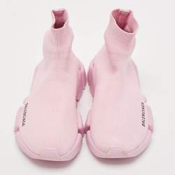 Balenciaga Pink Knit Fabric Speed Trainer Sneakers Size 36