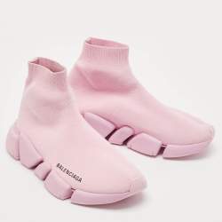 Balenciaga Pink Knit Fabric Speed Trainer Sneakers Size 36