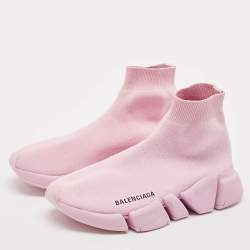 Balenciaga Pink Knit Fabric Speed Trainer Sneakers Size 36