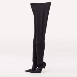 Pre Owned Balenciaga Black Stretch Fabric Pantalegging Pumps Size 37