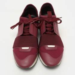 Pre Owned Balenciaga Two Tone Leather, Mesh and Neoprene Race Runner Sneakers Size 38