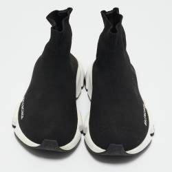 Pre Owned Balenciaga Black Fabric Speed Trainer High Sneakers Size 37
