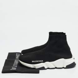 Pre Owned Balenciaga Black Fabric Speed Trainer High Sneakers Size 37