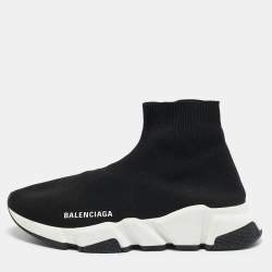 Pre Owned Balenciaga Black Fabric Speed Trainer High Sneakers Size 37
