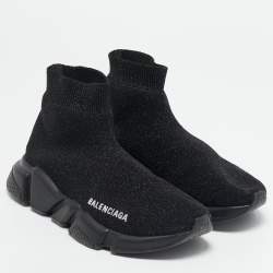 مملوكة مسبقًا حذاء رياضي بالنسياغا سبيد ترينر قماش تريكو غليتر فضي / أسود مقاس 37