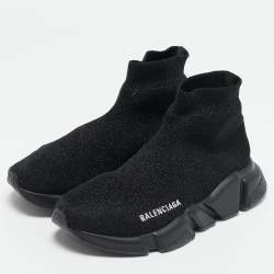 مملوكة مسبقًا حذاء رياضي بالنسياغا سبيد ترينر قماش تريكو غليتر فضي / أسود مقاس 37