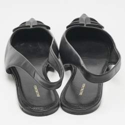 Balenciaga Black Leather BB Knife Pointed Toe Slingback Flats Size 40