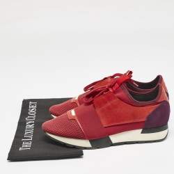 Balenciaga Multicolor Leather and Mesh Race Runner Low Top Sneakers Size 39