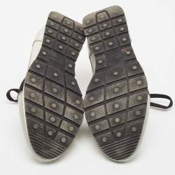 Pre Owned Balenciaga Silver Leather and Knit Fabric Race Runner Low Top Sneakers Size 39