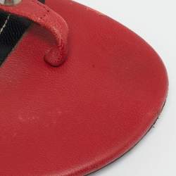 Balenciaga Red Leather Arena Thong Flat Sandals Size 38