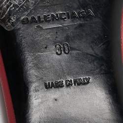 Balenciaga Red Leather Arena Thong Flat Sandals Size 38