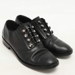 Balenciaga Black Leather Embellished Oxfords Size 37.5