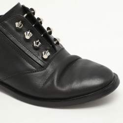 Balenciaga Black Leather Embellished Oxfords Size 37.5