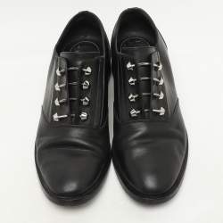 Balenciaga Black Leather Embellished Oxfords Size 37.5