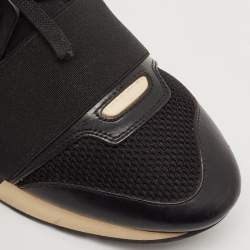 Balenciaga Black Leather and Mesh Race Runner Sneakers Size 38