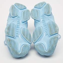 Pre Owned Balenciaga Blue Leather All-Over Logo Triple S Sneaker Size 37