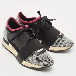 Balenciaga Multicolor Fabric and Leather Race Runner Lace Up Sneakers Size 37