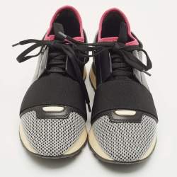 Balenciaga Multicolor Fabric and Leather Race Runner Lace Up Sneakers Size 37