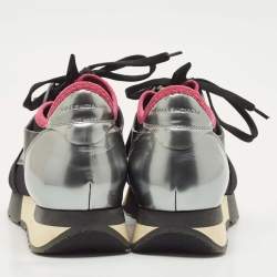 Balenciaga Multicolor Fabric and Leather Race Runner Lace Up Sneakers Size 37