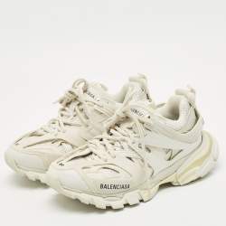 Balenciaga White  Mesh and Faux Leather Track Sneakers Size 38