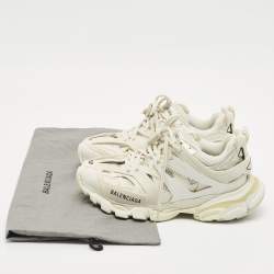 Balenciaga White  Mesh and Faux Leather Track Sneakers Size 38