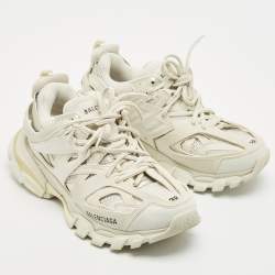 Balenciaga White  Mesh and Faux Leather Track Sneakers Size 38
