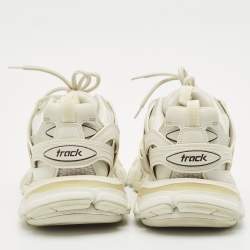 Balenciaga White  Mesh and Faux Leather Track Sneakers Size 38