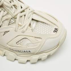 Balenciaga White  Mesh and Faux Leather Track Sneakers Size 38