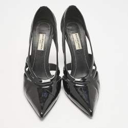 Pre Owned Balenciaga Black Patent Leather Spider Cut Out Pumps Size 38