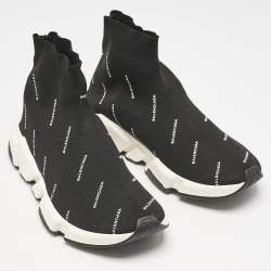 Balenciaga Black Knit Fabric Speed Trainer Sneakers Size 40