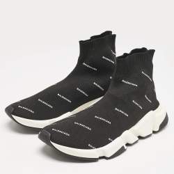 Balenciaga Black Knit Fabric Speed Trainer Sneakers Size 40