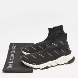 Balenciaga Black Knit Fabric Speed Trainer Sneakers Size 40