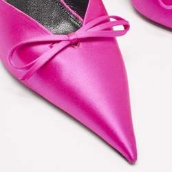 Balenciaga Fuchsia Satin Knife Bow Slingback Pumps Size 38