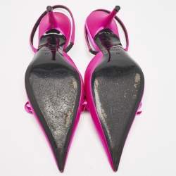 Balenciaga Fuchsia Satin Knife Bow Slingback Pumps Size 38