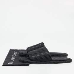 Balenciaga Black Nylon Logo Print Flat Slides Size 41