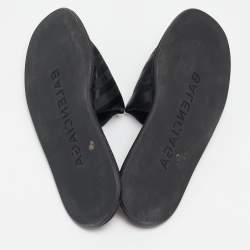 Balenciaga Black Nylon Logo Print Flat Slides Size 41