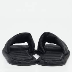 Balenciaga Black Nylon Logo Print Flat Slides Size 41