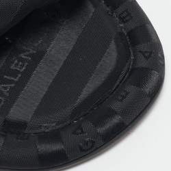 Balenciaga Black Nylon Logo Print Flat Slides Size 41