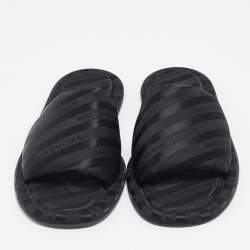 Balenciaga Black Nylon Logo Print Flat Slides Size 41