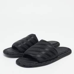 Balenciaga Black Nylon Logo Print Flat Slides Size 41