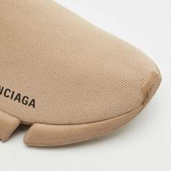 Pre Owned Balenciaga Beige Knit Fabric Speed Sock Sneakers Size 37