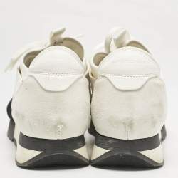 Balenciaga White Mesh and Leather Race Runner Sneakers Size 39