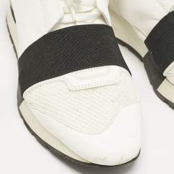 Balenciaga White Mesh and Leather Race Runner Sneakers Size 39