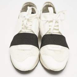 Balenciaga White Mesh and Leather Race Runner Sneakers Size 39