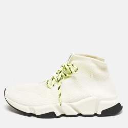 Balenciaga Off White Knit Fabric Speed Trainer Sneakers Size 40