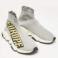 Balenciaga Grey Knit Fabric Speed Trainer Slip On Sneakers Size 40