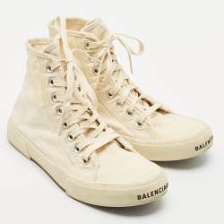 Balenciaga Cream Canvas High Top Sneakers Size 38
