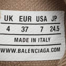 Balenciaga Beige Knit Fabric Speed Trainer High Top Sneakers Size 37