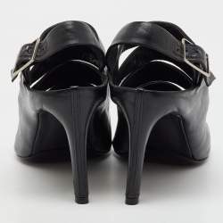Balenciaga Black Leather Open Toe Strappy Slingback Sandals Size 39