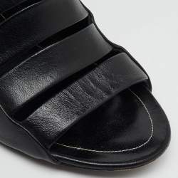 Balenciaga Black Leather Open Toe Strappy Slingback Sandals Size 39